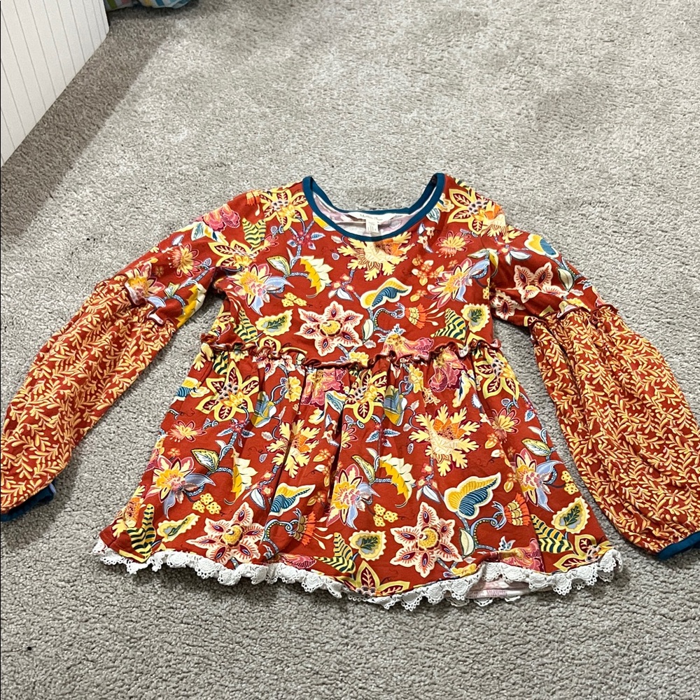 Floral Long Sleeve Top with Lace Trim Matilda Jane Size 10